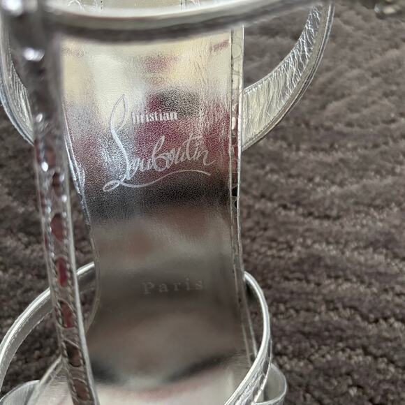 Christian Louboutin Tangueva Alta 100 Metallic Leather Sandals Silver Size EU 40 - Picture 15 of 16